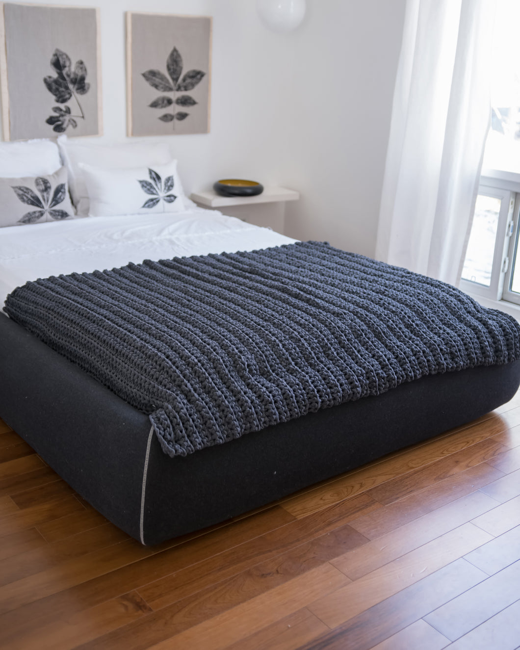 Hand-Crocheted Weighted Blanket in Charcoal