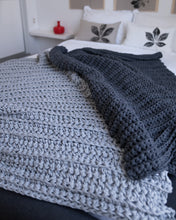 Load image into Gallery viewer, Hand-Crocheted Weighted Blanket in Charcoal

