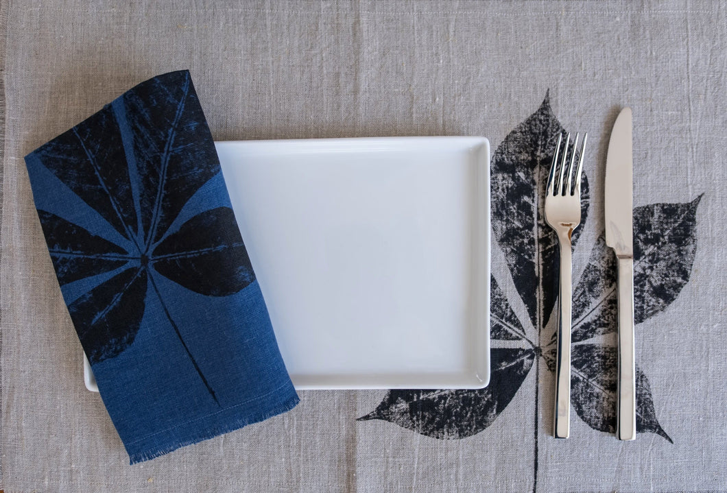 Linen Creeper Leaf Placemat in Natural - Set of 4 with bag