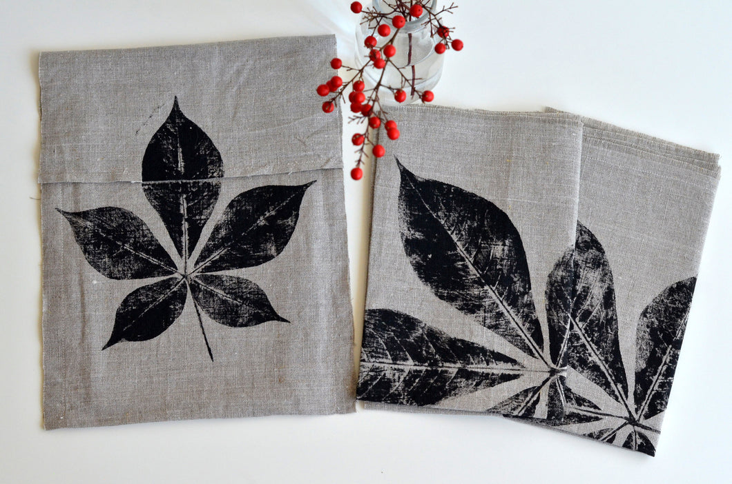 Creeper Leaf Linen Tea Towel (Set of 2 w/bag)